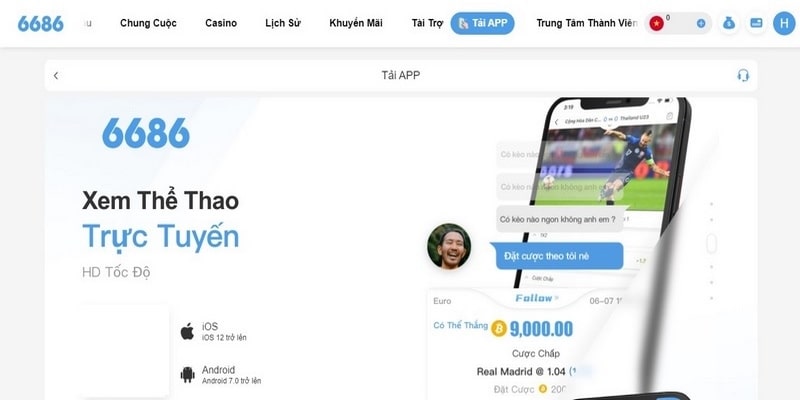 Hướng dẫn đăng ký 6686 qua app mobile